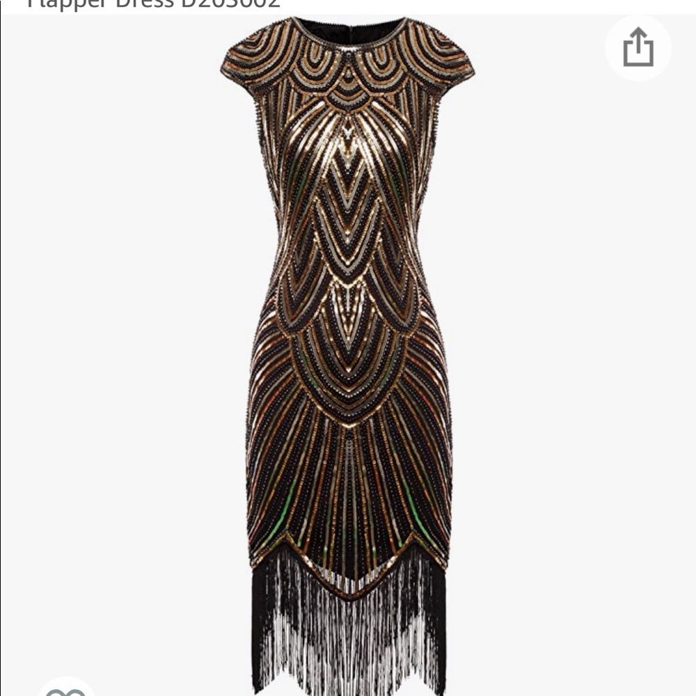 Gold and Black Sequin Flapper Dress, size small